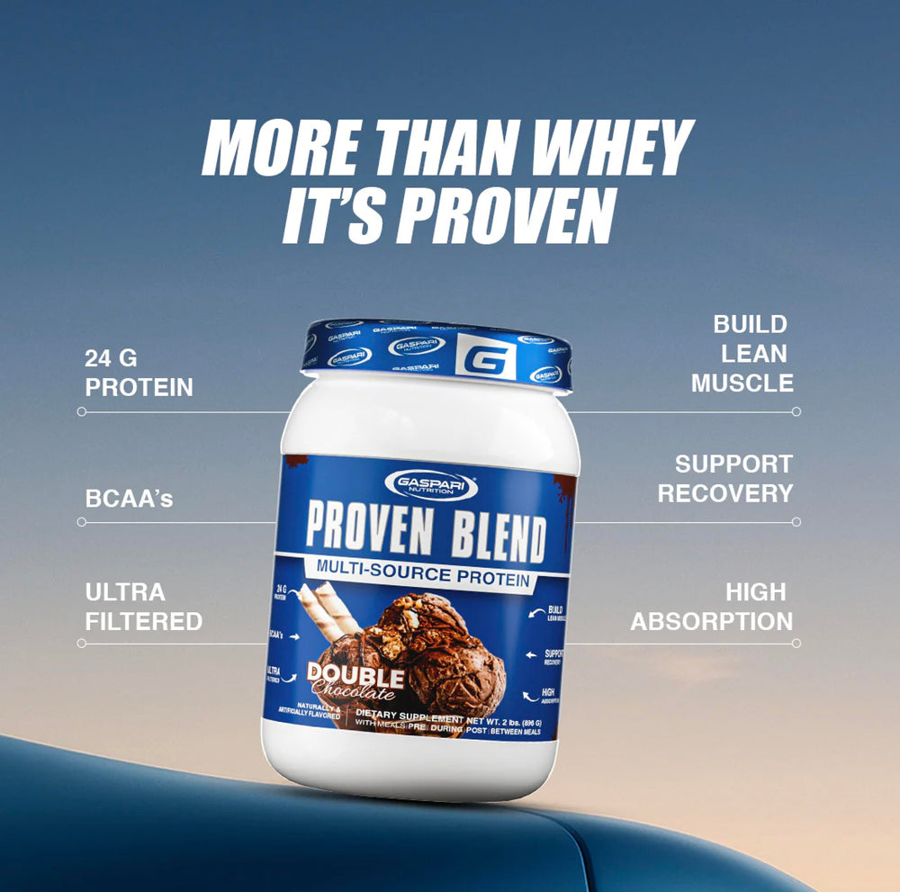 Gaspari Proven Blend daily use idea shown with bottle and shaker.