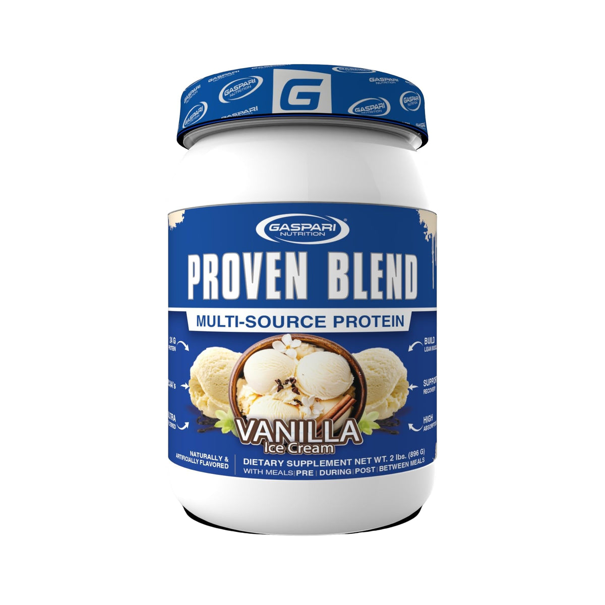 Gaspari Proven Blend vanilla bottle front view for lean muscle support.