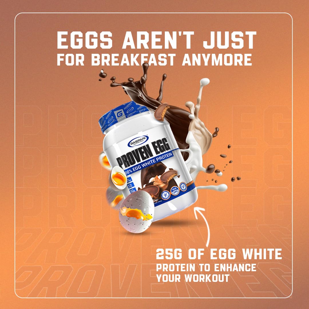 Keto friendly badge on Gaspari Proven Egg tub highlights low carb option