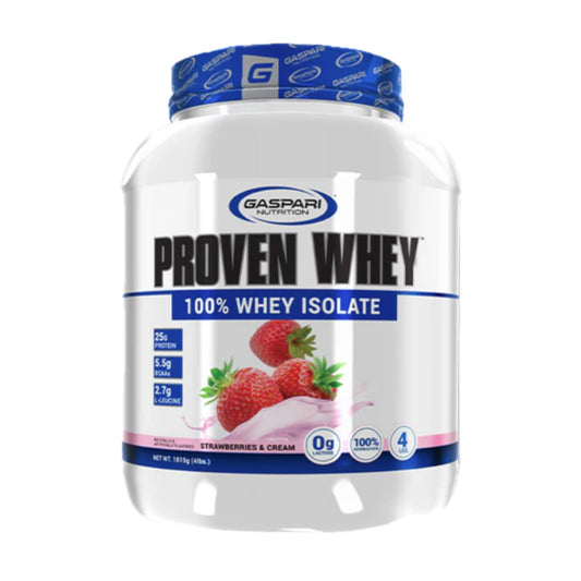 Gaspari Proven Whey bottle pour for quick high-protein shakes after training