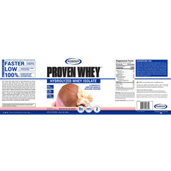 Gaspari Proven Whey powder scoop with Neapolitan flavor, high-protein shake for lean muscle.