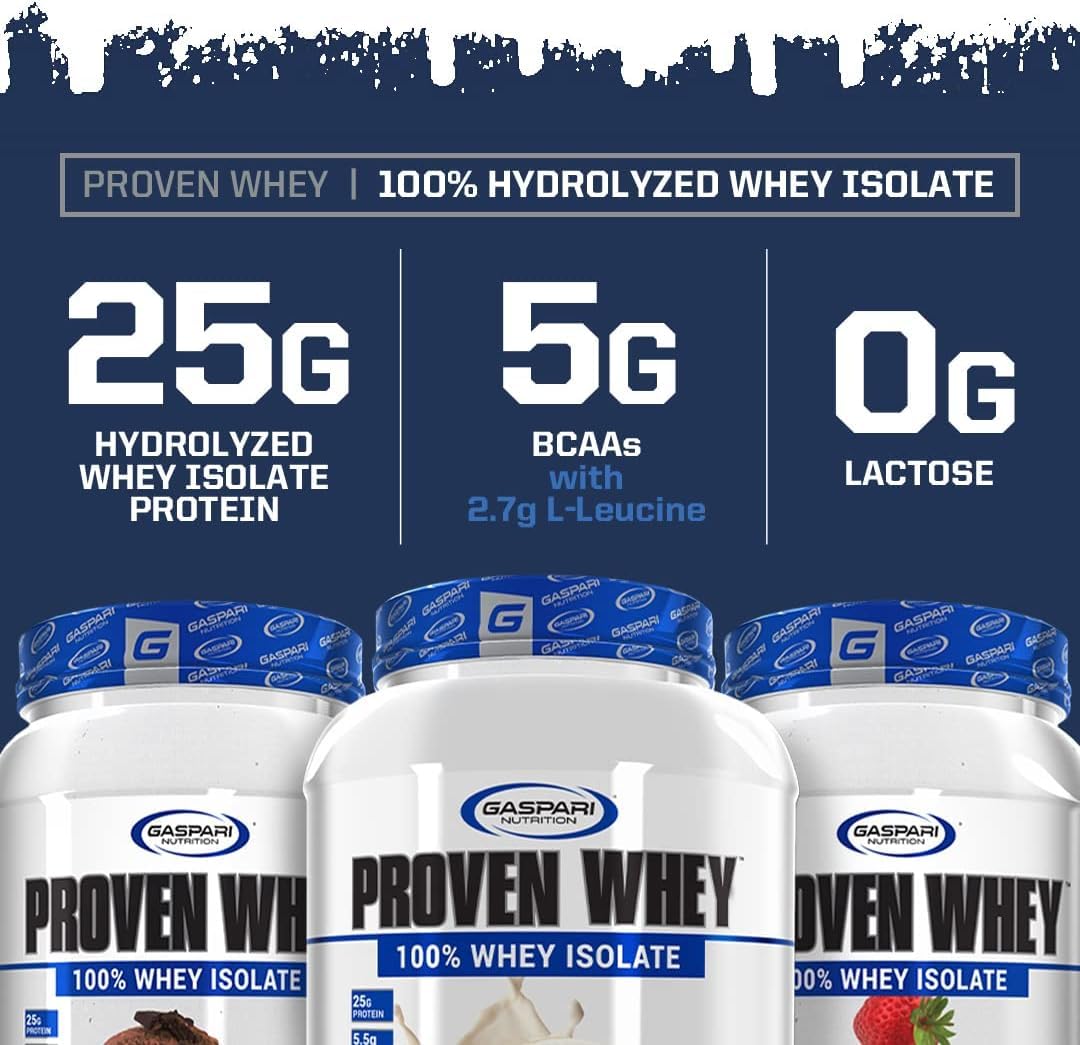 Gaspari Proven Whey powder scoop with glass shaker ready-to-mix