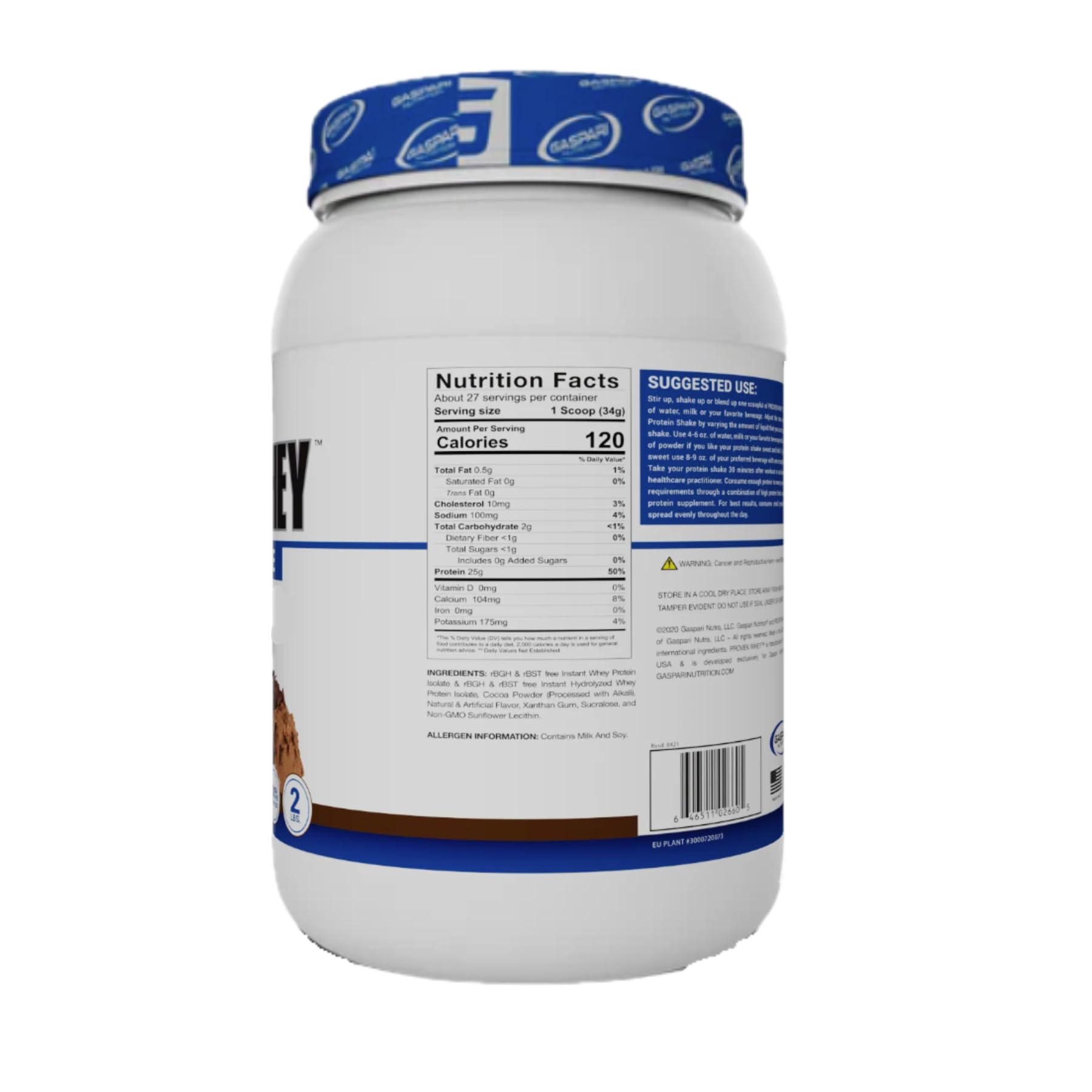 Gaspari Proven Whey protein scoop resting on container for daily fueling