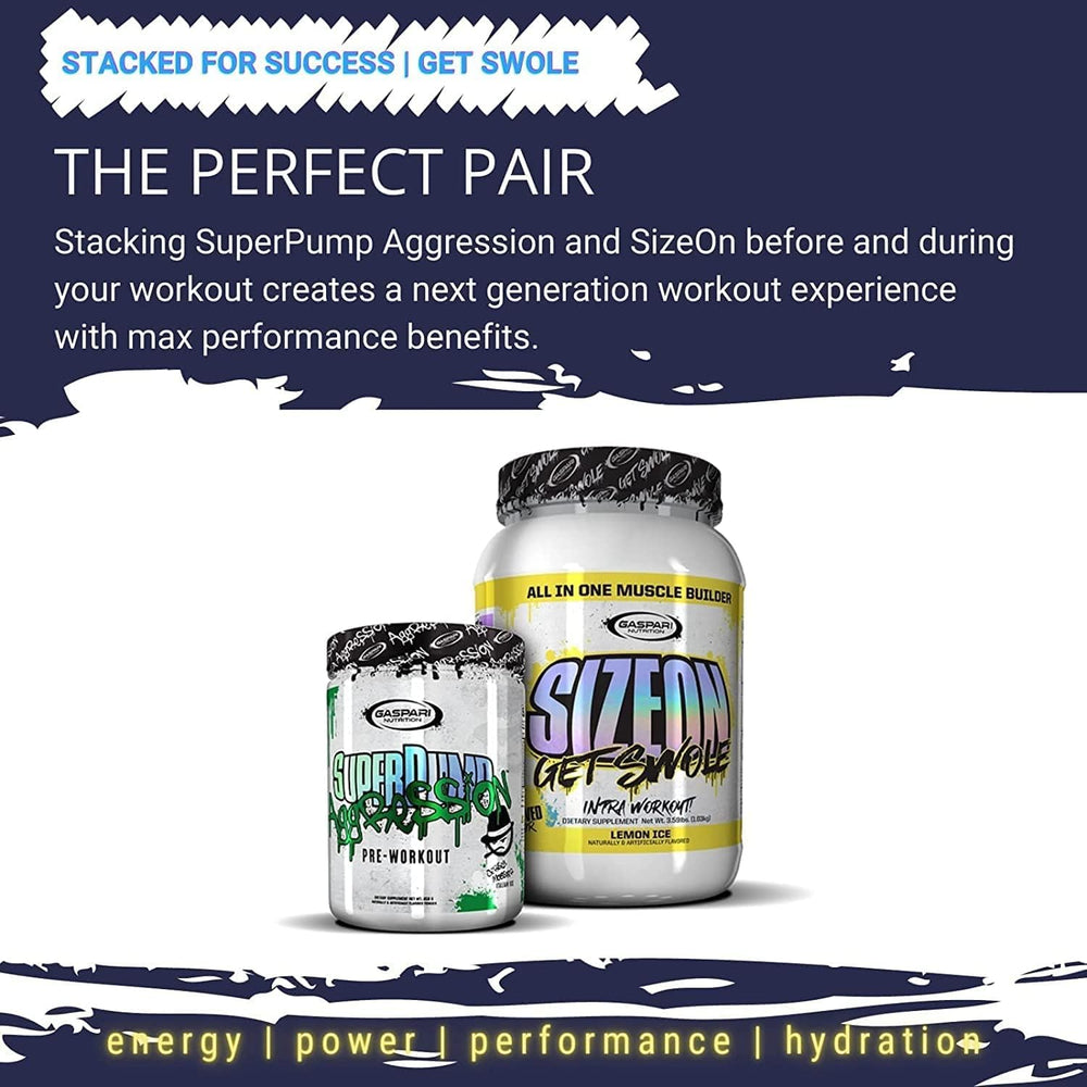 Gaspari SizeOn facts chart outlines key ingredients and potential benefits.