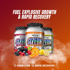 Gaspari SizeOn visuals emphasize muscle volume and athletic performance potential.