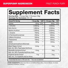 Gaspari SuperPump Aggression label close-up emphasizing science-backed formula
