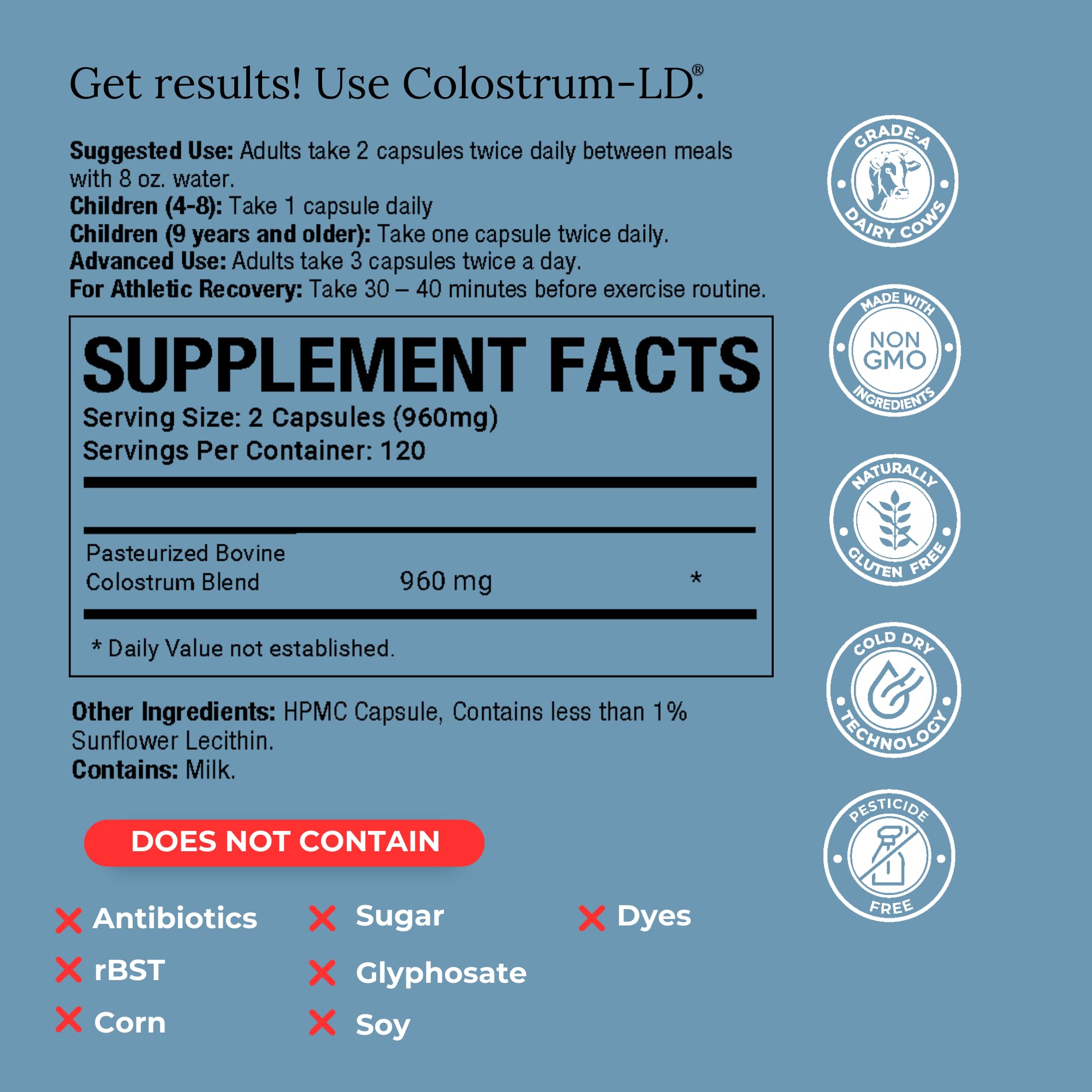 GastroDefense Colostrum-LD flash-pasteurized first milking concept image