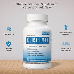 GastroDefense Colostrum-LD liposomal-delivery graphic illustrating absorption concept