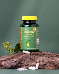 Gastro-Vitale enteric-coated capsules prepared for targeted gut delivery.