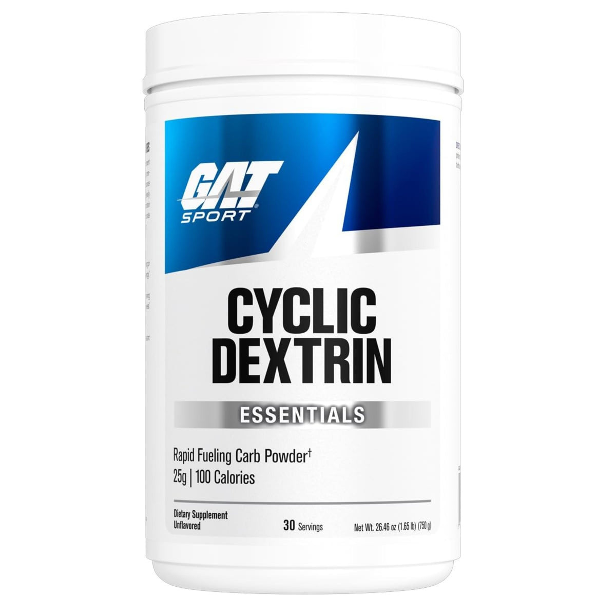 GAT SPORT Cyclic Dextrin bottle emphasizes quick energy delivery during training.