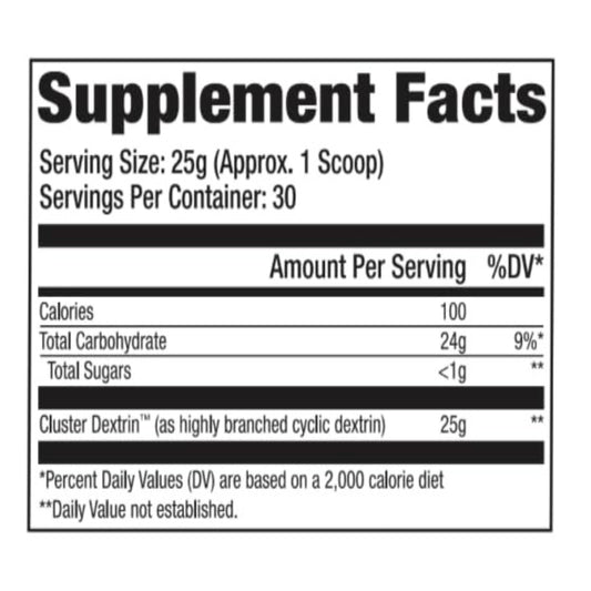 GAT SPORT Cyclic Dextrin scoop shows convenient pre-during-post workout fueling.