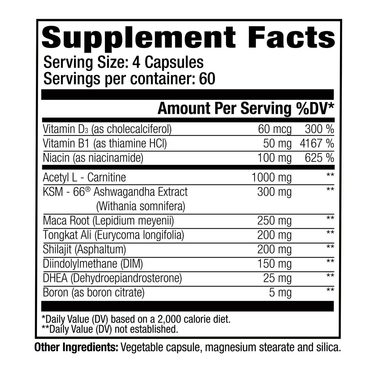 Back label of GAT SPORT Deep Wood detailing stress support and hormonal balance ingredients