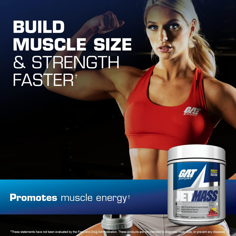GAT SPORT JetMass Tropical Ice nutrition-closeup suggests premium creatine system use.