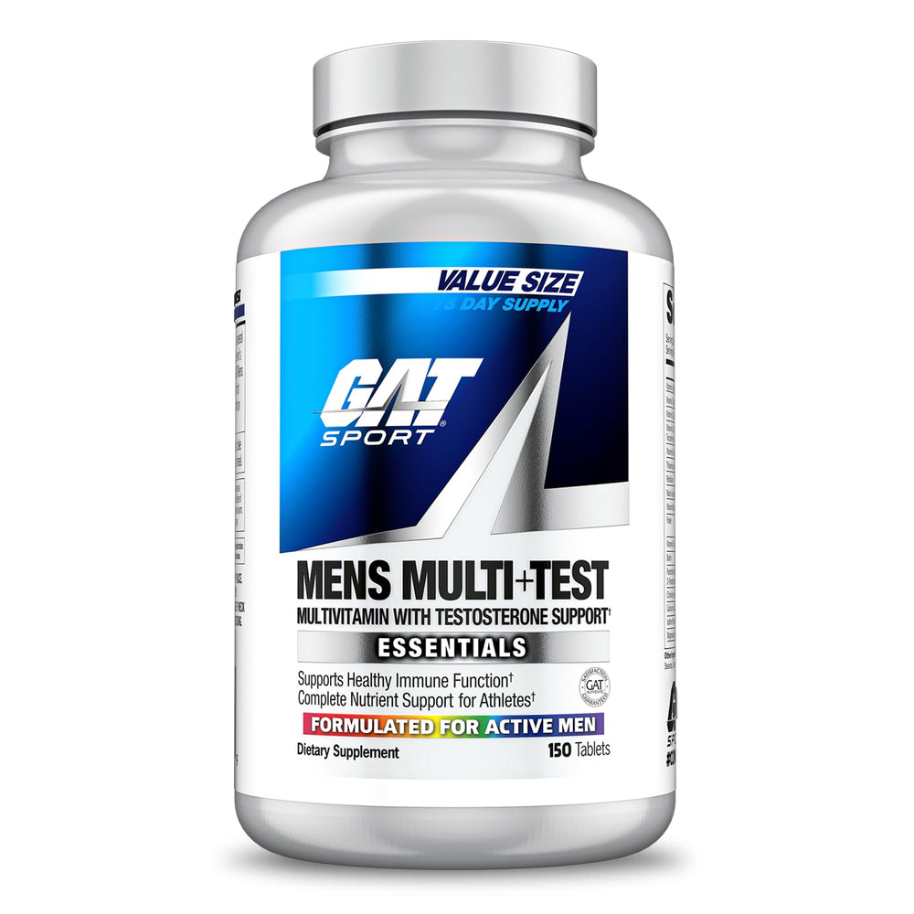 GAT SPORT Men's Multi + Test bottle pour for easy daily dosing and ongoing vitality