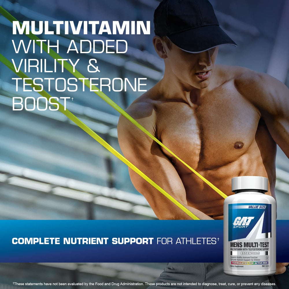Capsules in hand showing easy daily administration with GAT SPORT Men's Multi + Test