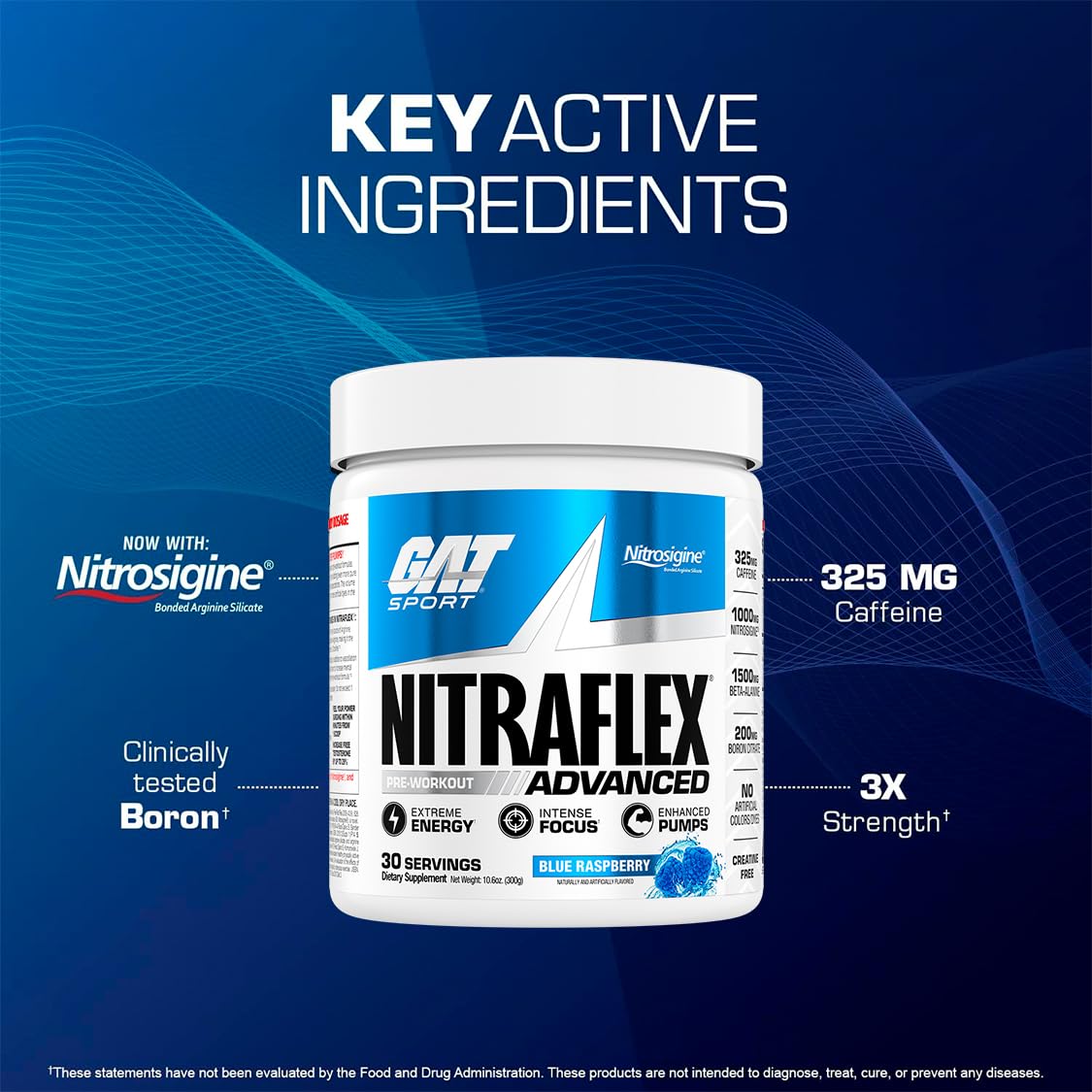 GAT SPORT Nitraflex bottle on gym shelf ready for workouts