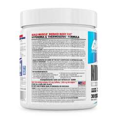 GAT SPORT Nitraflex Burn label closeup showing zero artificial colors