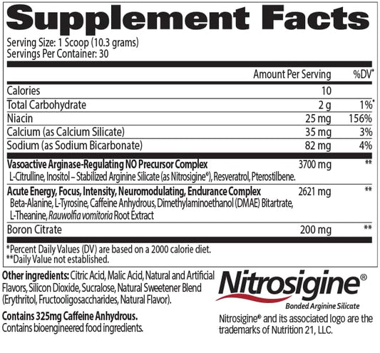 Nitraflex powder scoop close-up highlights one-scoop potency for workouts.