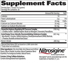 Nitraflex powder scoop close-up highlights one-scoop potency for workouts.