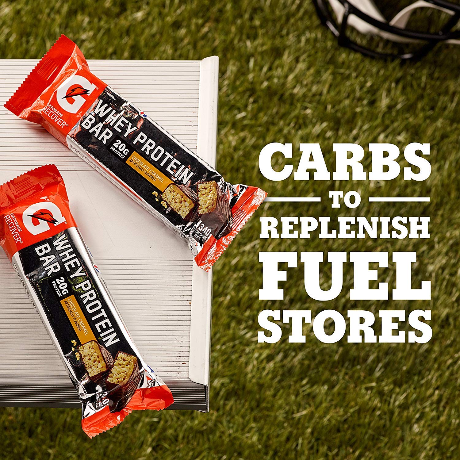 Gatorade Whey Protein Recover Bar in a gym bag for workouts