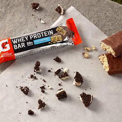 Box of Gatorade Whey Protein Bars Cookies and Creme, 12-count for easy transport