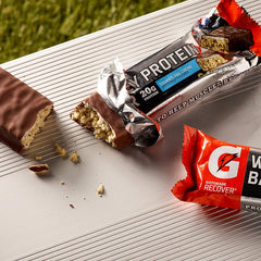 Box of Gatorade Whey Protein Bars Cookies and Creme, 12-count for convenient fueling