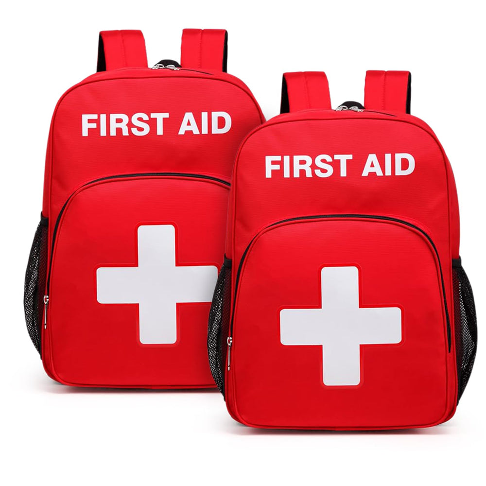 Gatycallaty first aid backpack in red, front view, easy-to-spot design for emergencies
