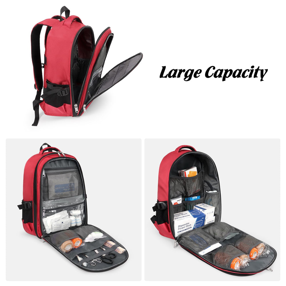 Gatycallaty backpack red with reflective zippers for improved visibility in low light.