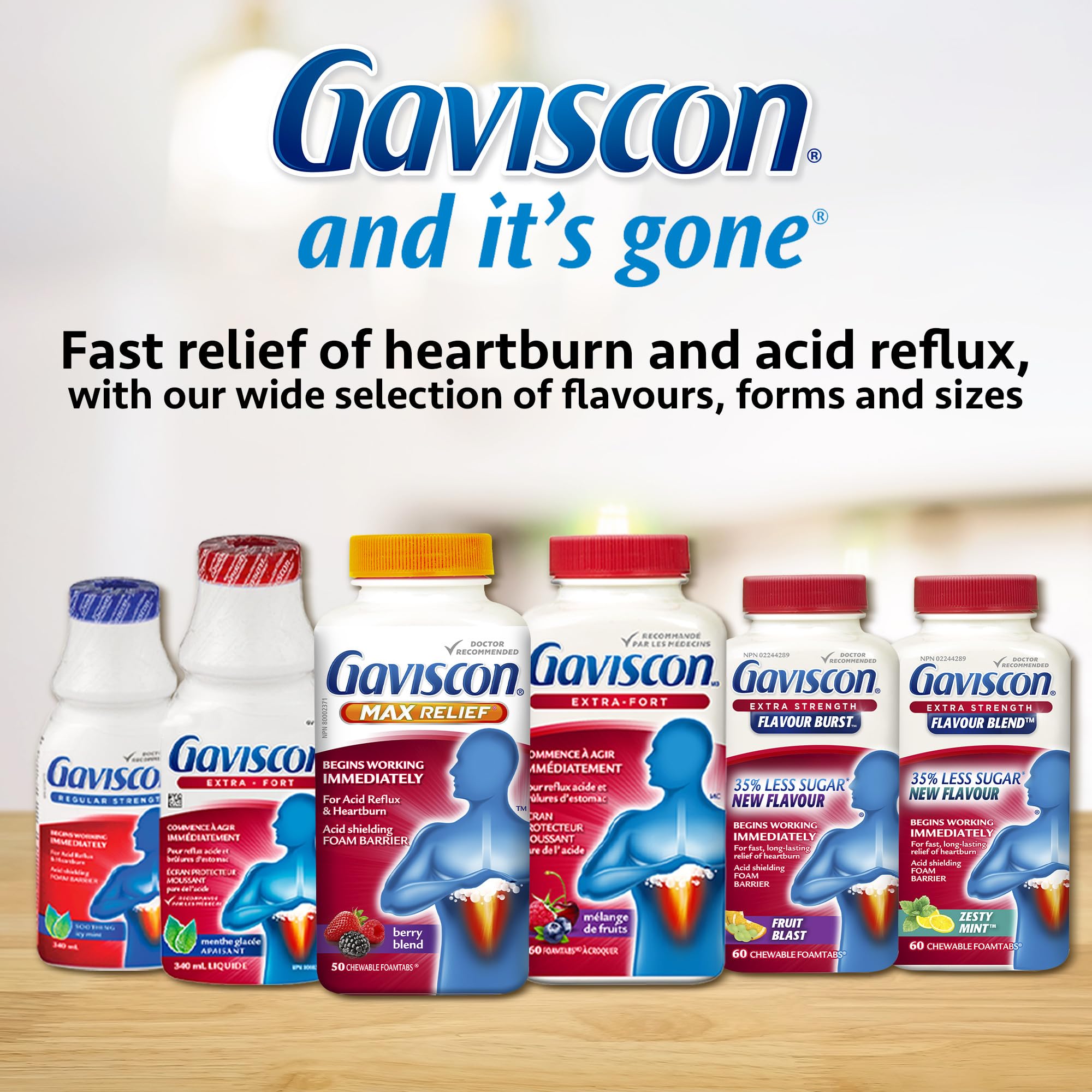 Gaviscon bottle side view emphasizing 600 ml size