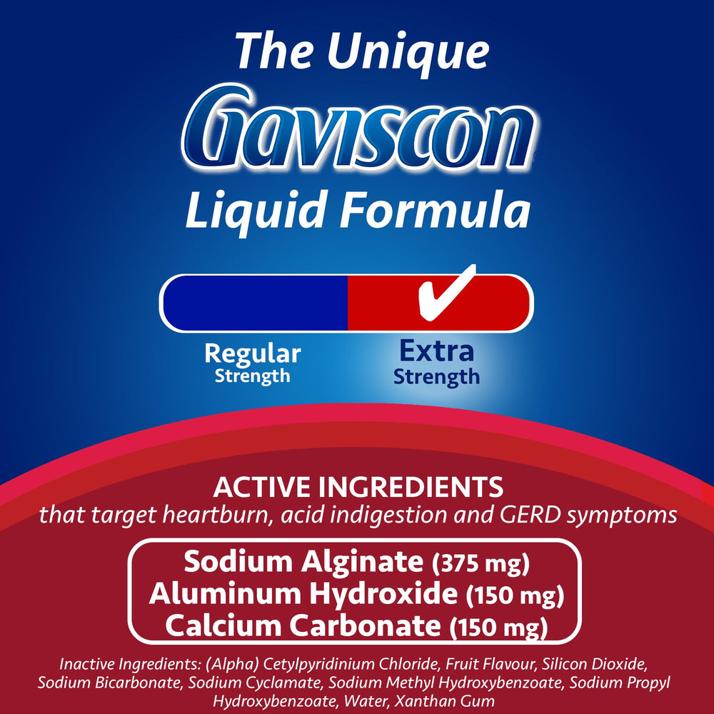 Gaviscon icy mint label close-up showing allergen-free formula