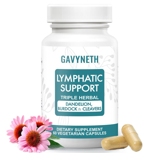 GAVYNETH Lymph Drainage bottle front with vegan capsules for natural balance.