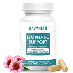 GAVYNETH Lymph Drainage bottle front with vegan capsules for natural balance.