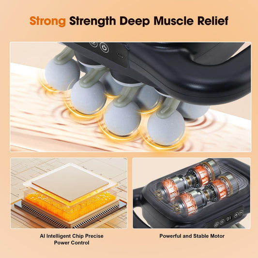 GAXEZO deep-tissue percussion massager showing peak power for knot relief