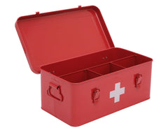 Gdfjiy first aid box empty with red metal exterior for organized home medical supplies