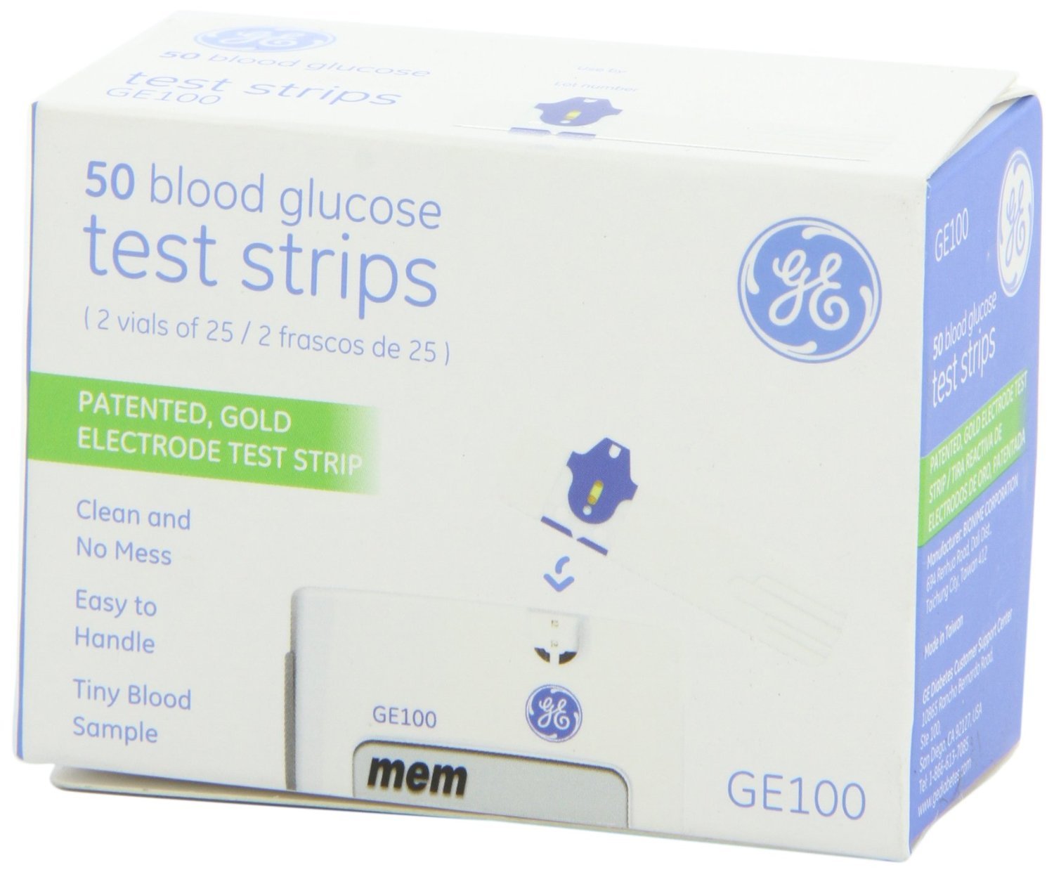 GE100 blood glucose test strips pack for reliable home monitoring