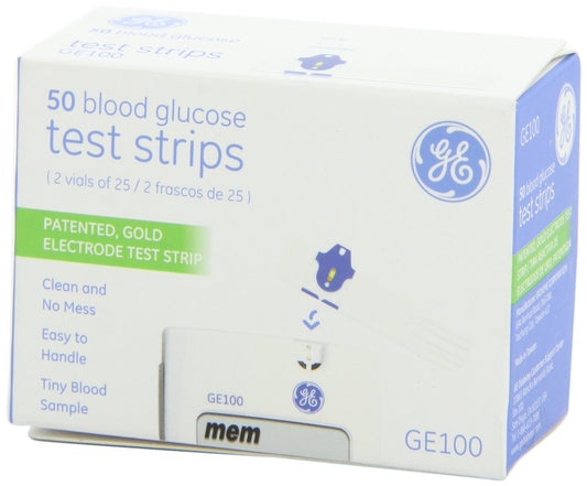 GE100 blood glucose test strips pack for reliable home monitoring