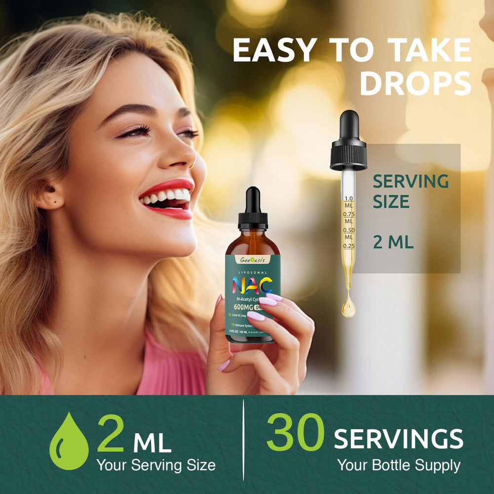 Geeoasis NAC drops are kid-friendly and easy to take.