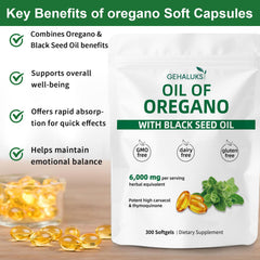GEHALUKS oregano oil and black seed oil high-potency blend for vitality