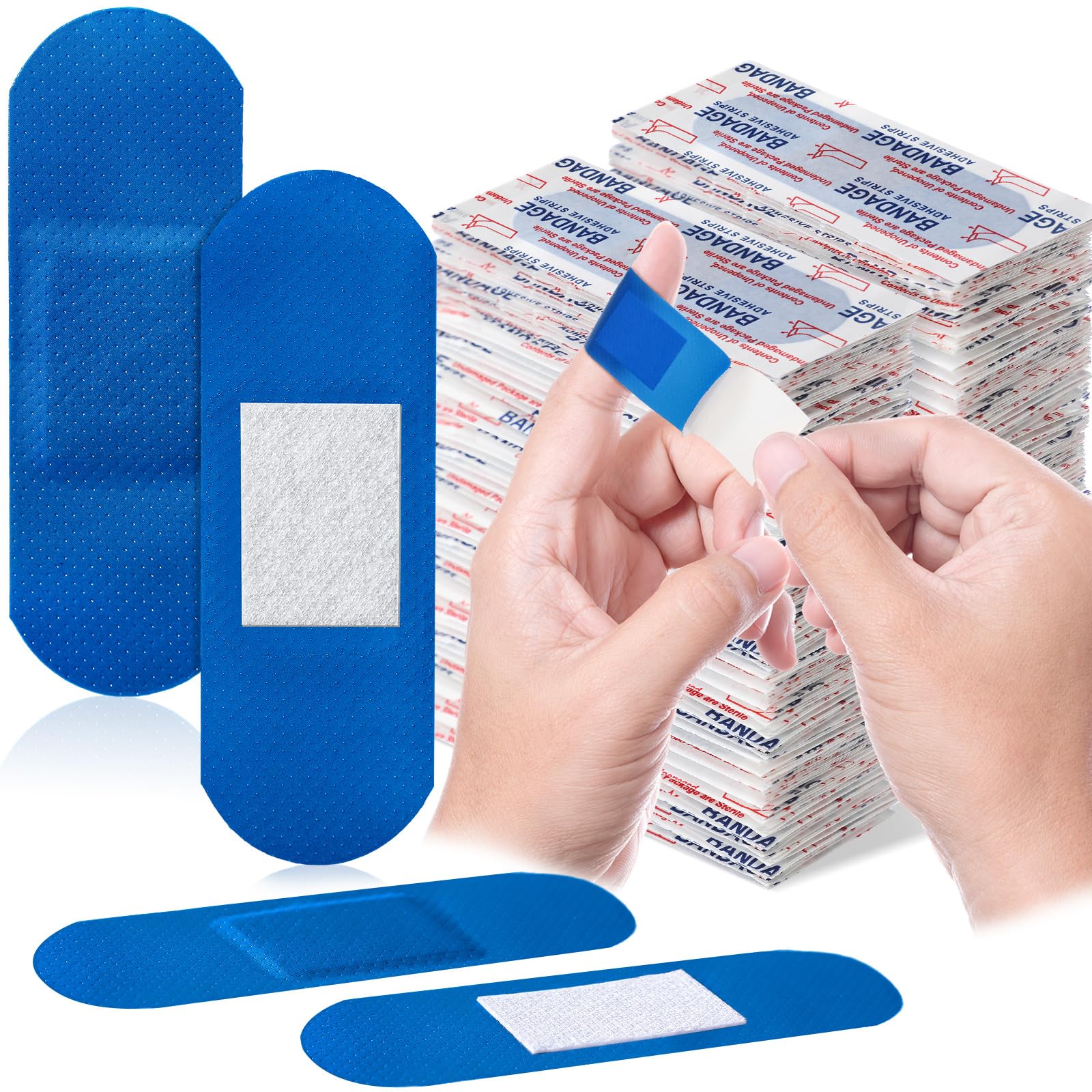 Geiserailie blue bandage close-up 3x1 inch, high visibility for busy kitchens.
