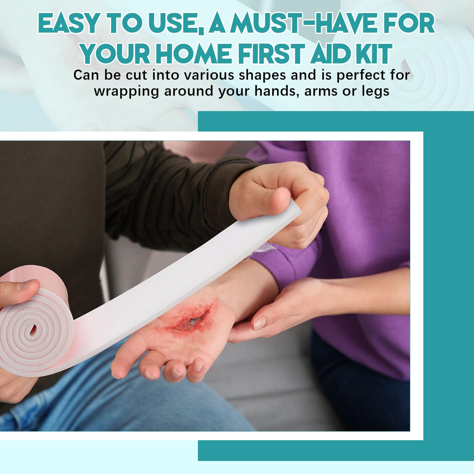 Geiserailie wound care package includes one foam dressing roll.