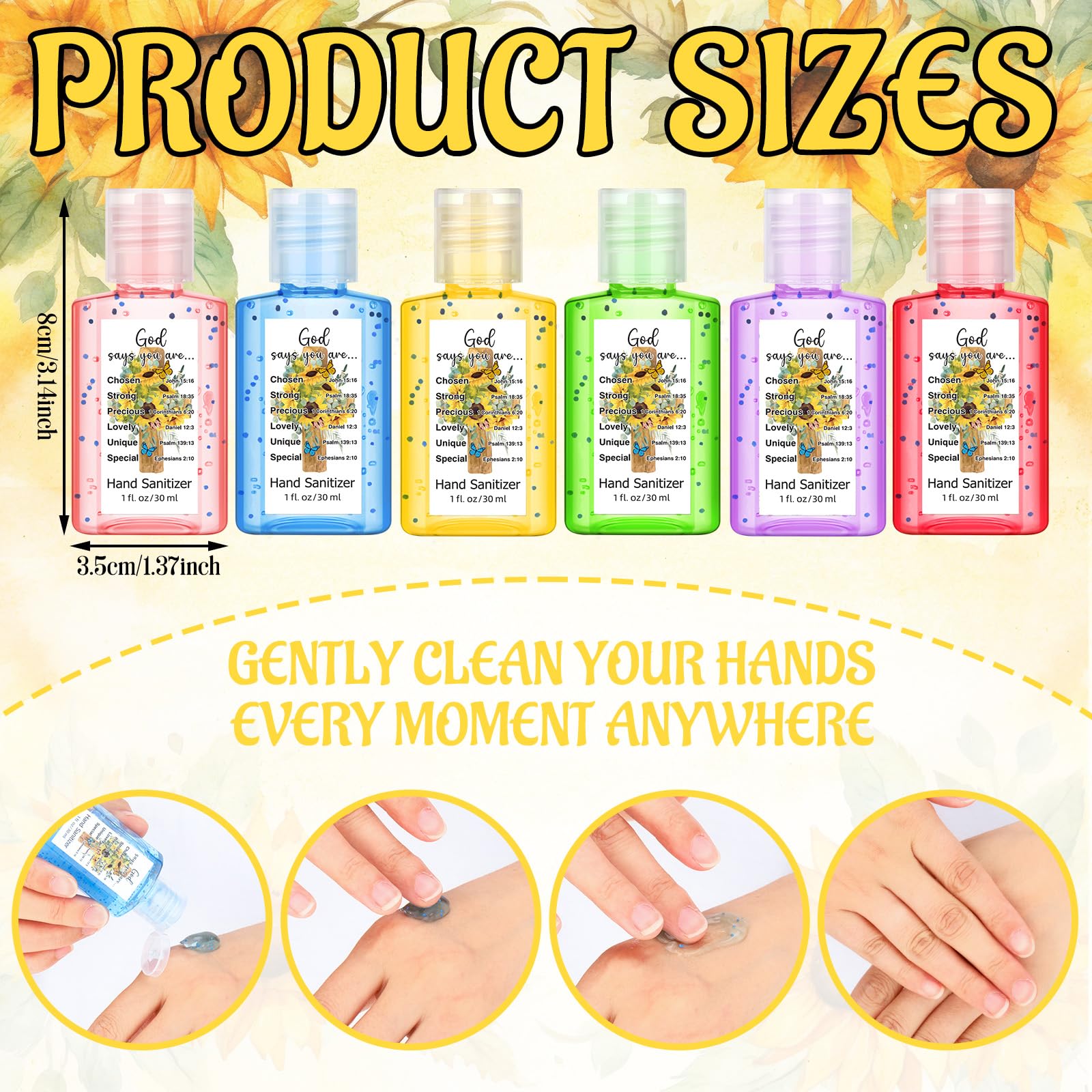 Gejoy Bible verse hand sanitizer 48-pack for group gifting at events