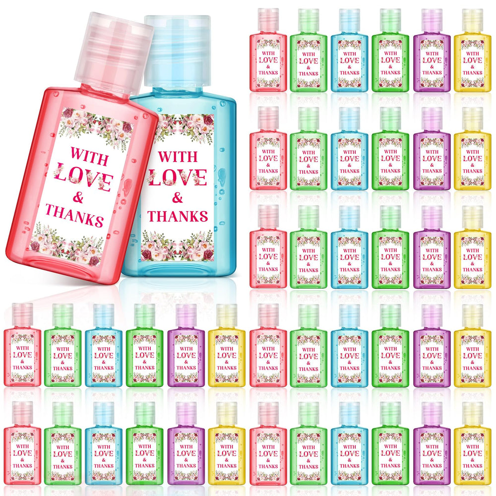 Gejoy bridal shower bulk hand sanitizer with flower pattern, ideal for wedding guest favors.