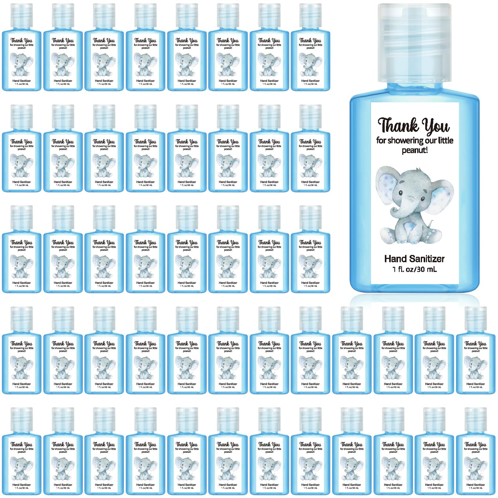 Gejoy elephant-themed 1 oz hand sanitizer bottle for baby shower guests.