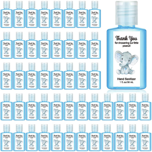 Gejoy elephant-themed 1 oz hand sanitizer bottle for baby shower guests.