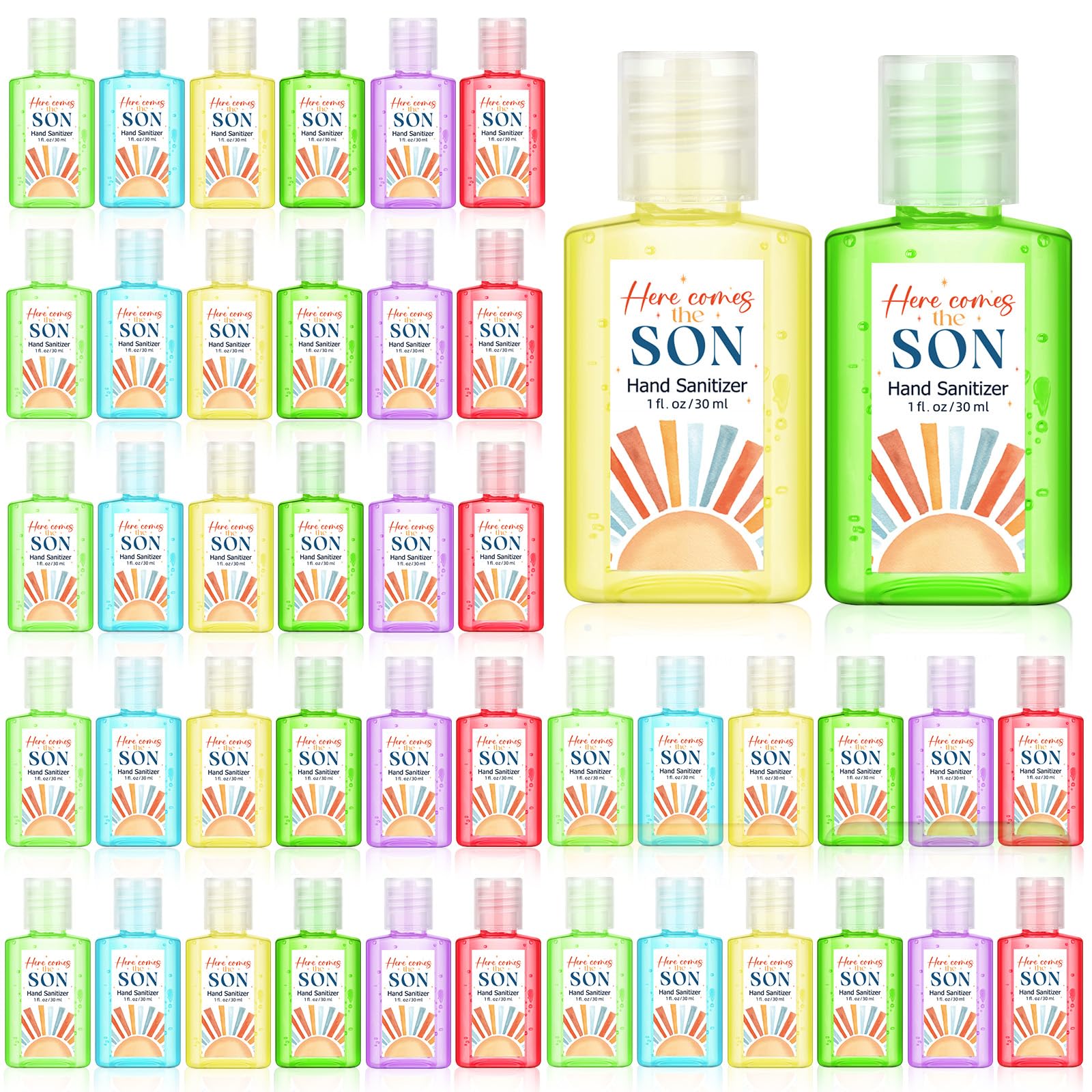 Gejoy Here Comes the Son sticker pack on baby shower favors for festive decor.