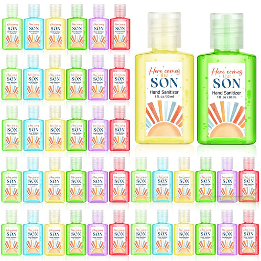 Gejoy Here Comes the Son sticker pack on baby shower favors for festive decor.