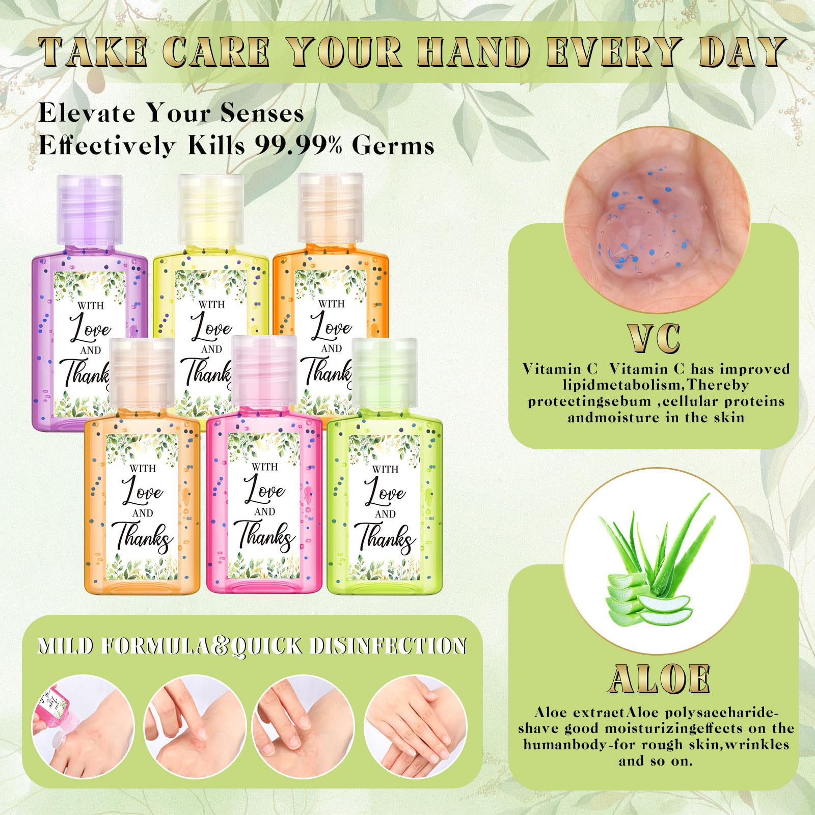 Gejoy pocket-size 1oz sanitizer bottle for convenient on-the-go cleansing.