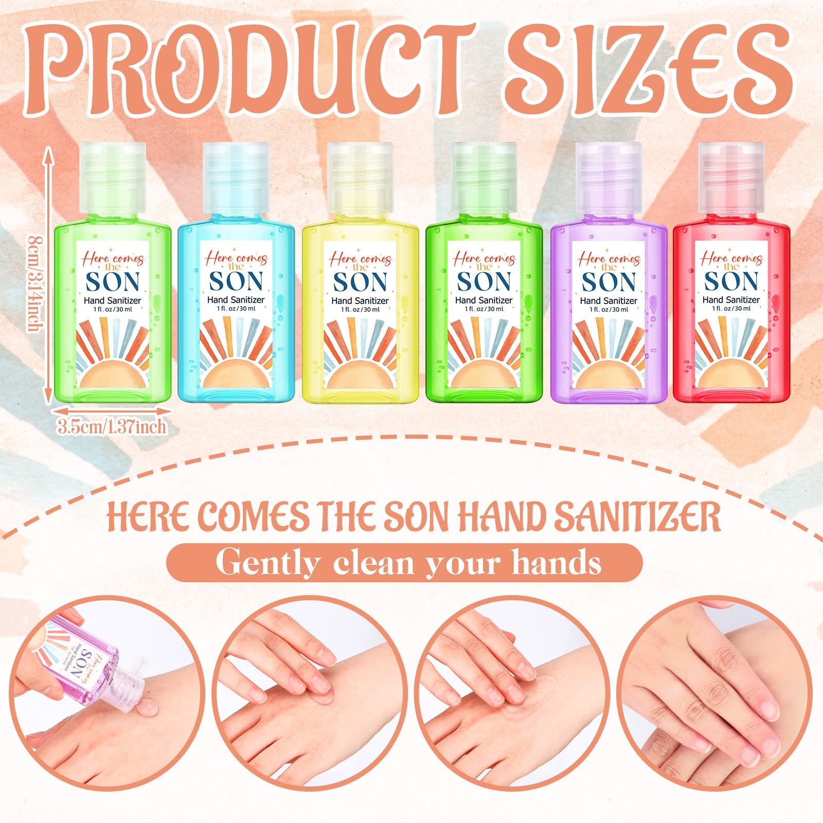Gejoy Rose scented mini sanitizer 1oz bottle, pocket ready for guests.