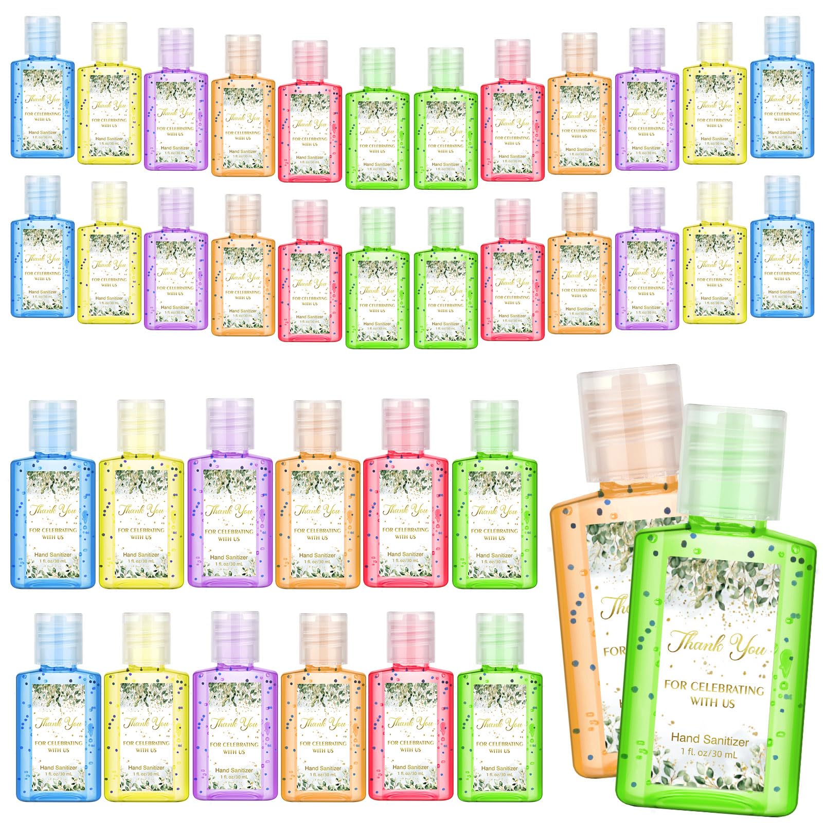 Gejoy thank you hand sanitizer with eucalyptus sticker adds a stylish touch to wedding favors.