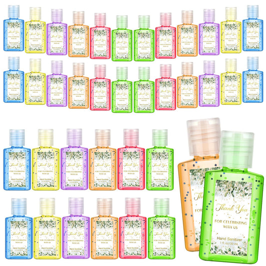 Gejoy thank you hand sanitizer with eucalyptus sticker adds a stylish touch to wedding favors.